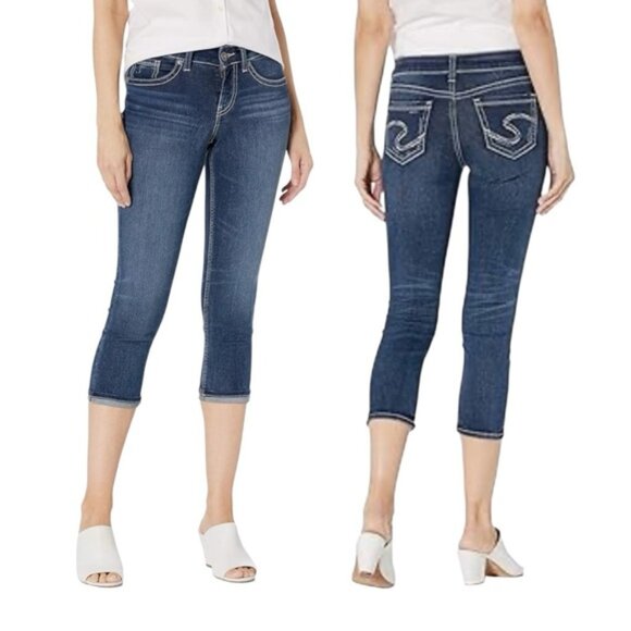 Silver Jeans Suki Capri Mid Rise Curvy Fit Size 28 - Picture 1 of 13